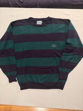 Vintage Peek & Cloppenburg's Raquette Lambswool Striped Crewneck Sweater -Large